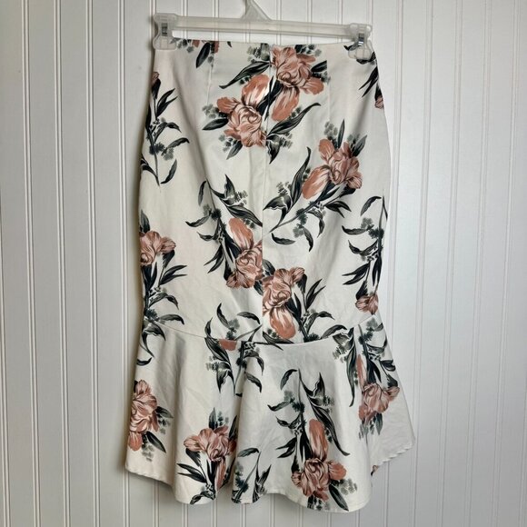 L ' Atiste By Amy white floral hi low midi skirt ruffle hem size medium H37 - Picture 3 of 6